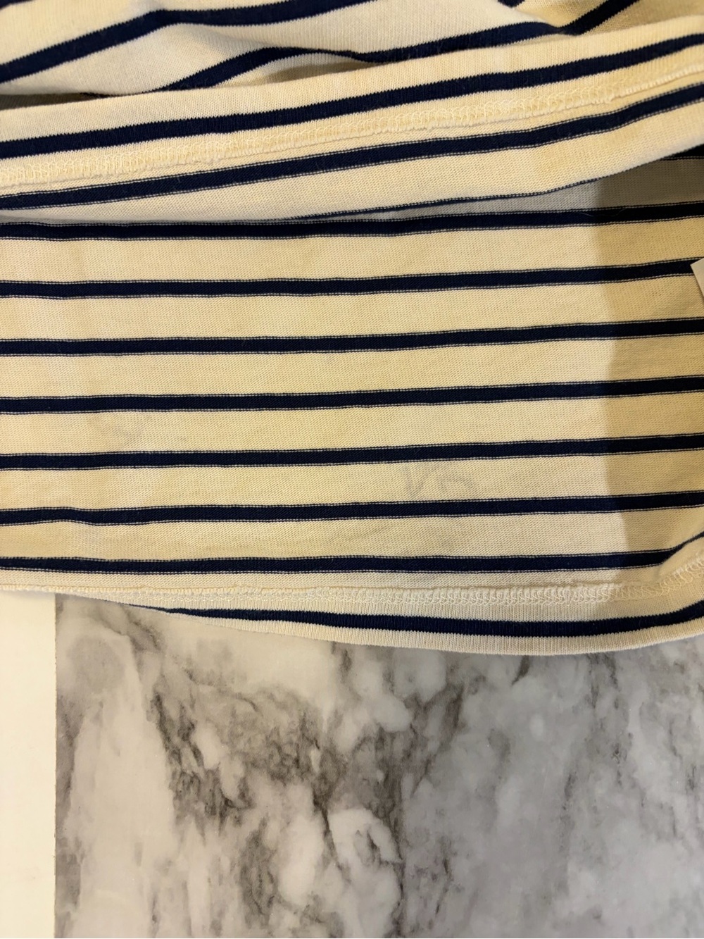 J. Crew Navy and White Striped Muscle Tee 100% cotton size L - Picture 6 of 8
